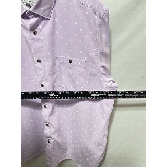 Ted Baker Mens M Short Sleeve Lavender White Floral Button Up Top - Picture 5 of 11